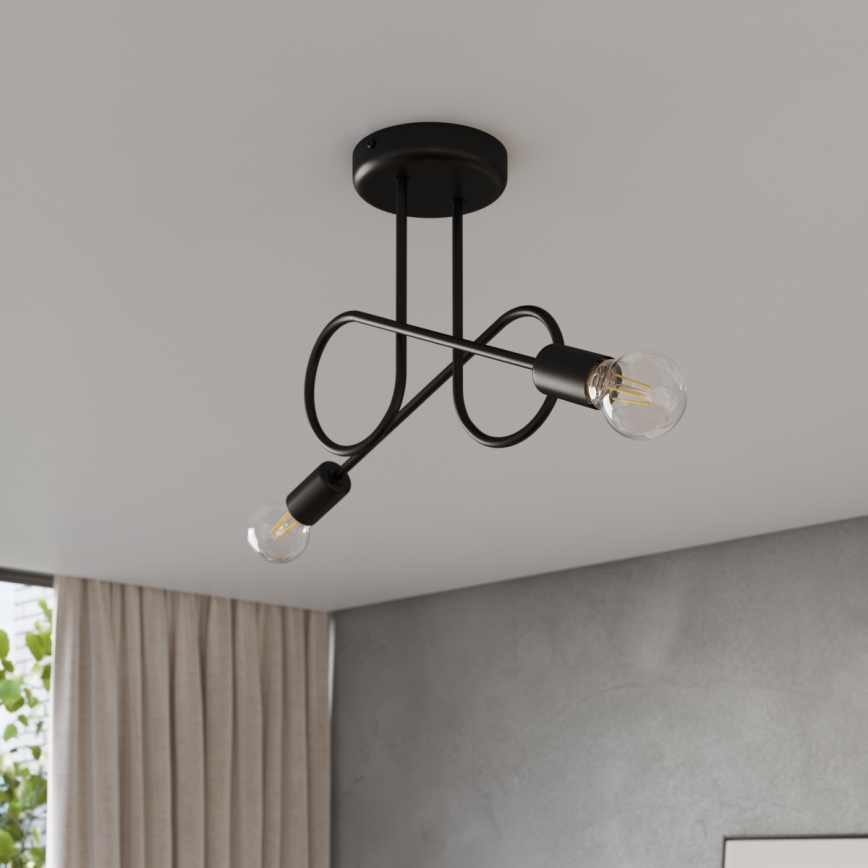Surface-mounted chandelier LOOP 2xE27/15W/230V black