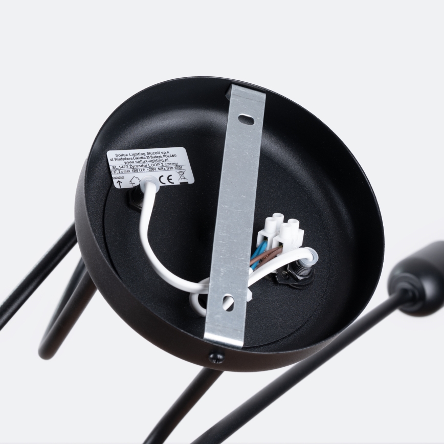 Surface-mounted chandelier LOOP 2xE27/15W/230V black