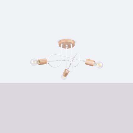 Surface-mounted chandelier EMBER 3xE27/15W/230V white/beige/beech