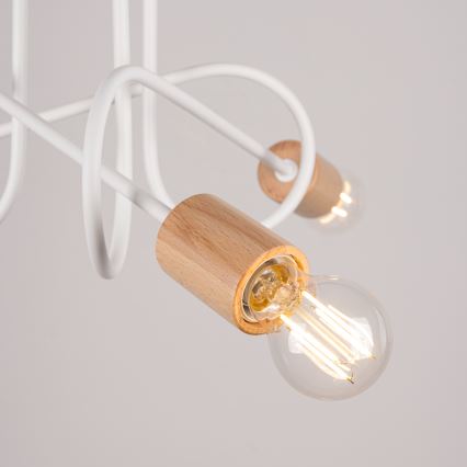 Surface-mounted chandelier EMBER 3xE27/15W/230V white/beige/beech