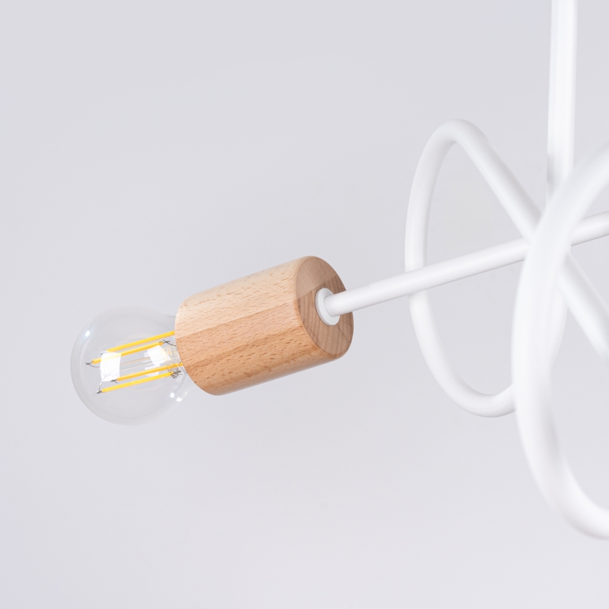 Surface-mounted chandelier EMBER 3xE27/15W/230V white/beige/beech