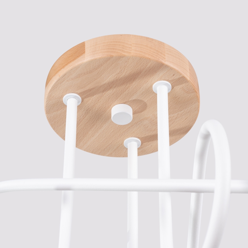 Surface-mounted chandelier EMBER 3xE27/15W/230V white/beige/beech