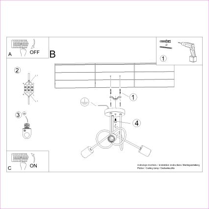 Surface-mounted chandelier EMBER 3xE27/15W/230V white/beige/beech