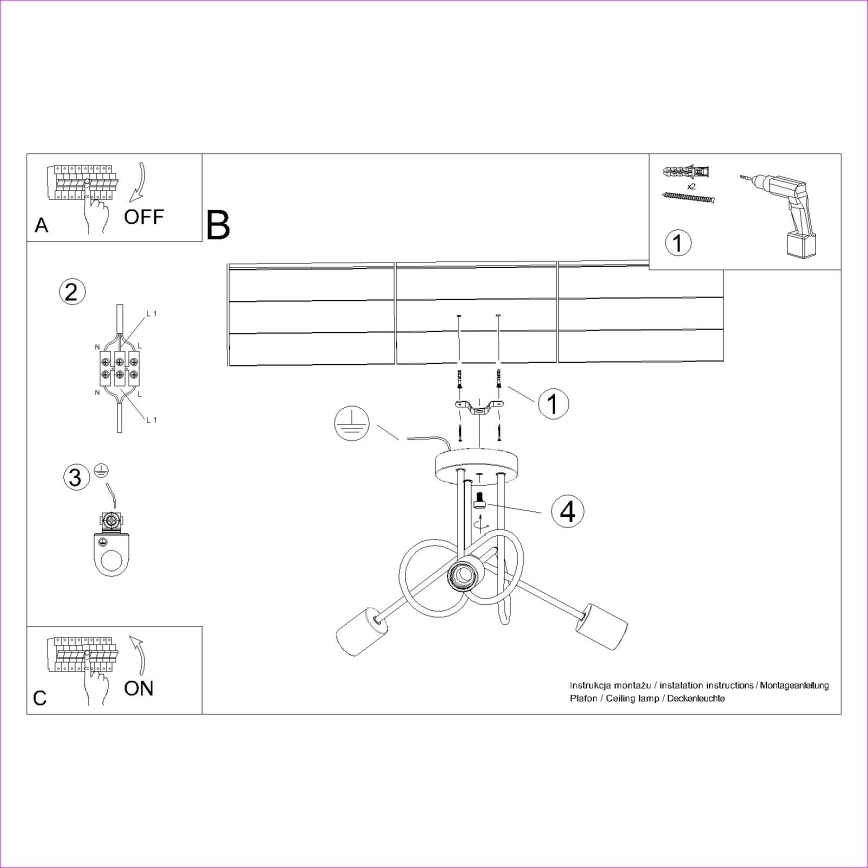 Surface-mounted chandelier EMBER 3xE27/15W/230V white/beige/beech