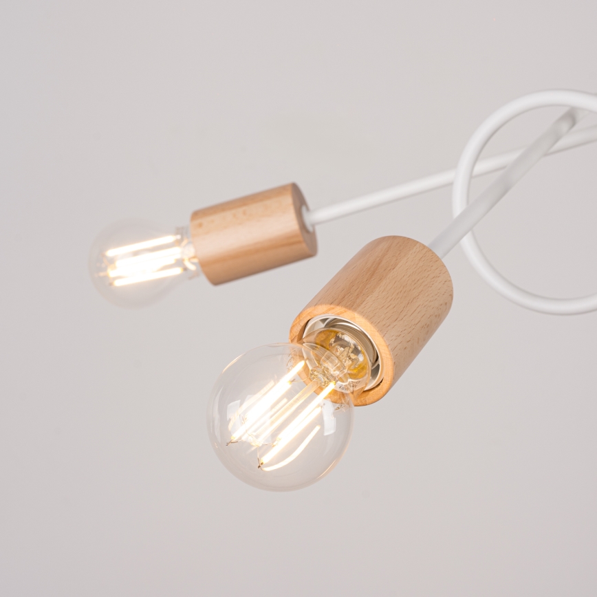 Surface-mounted chandelier EMBER 5xE27/15W/230V white/beige/beech