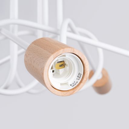 Surface-mounted chandelier EMBER 5xE27/15W/230V white/beige/beech