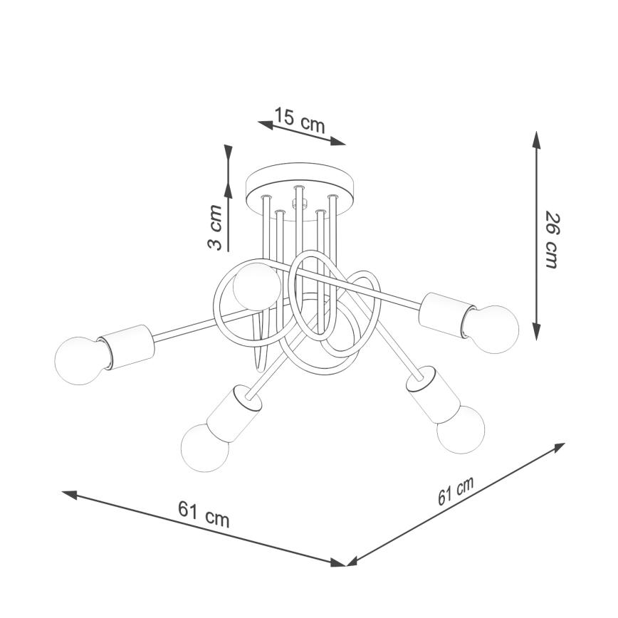 Surface-mounted chandelier EMBER 5xE27/15W/230V white/beige/beech