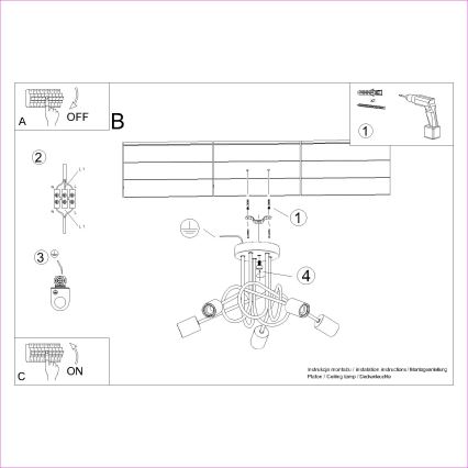 Surface-mounted chandelier EMBER 5xE27/15W/230V white/beige/beech