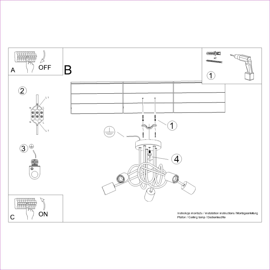 Surface-mounted chandelier EMBER 5xE27/15W/230V white/beige/beech