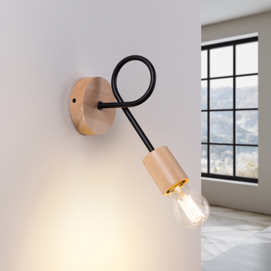 Wall lamp EMBER 1xE27/15W/230V black/beige/beech