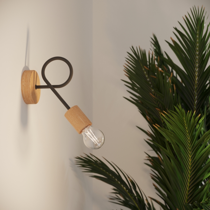 Wall lamp EMBER 1xE27/15W/230V black/beige/beech