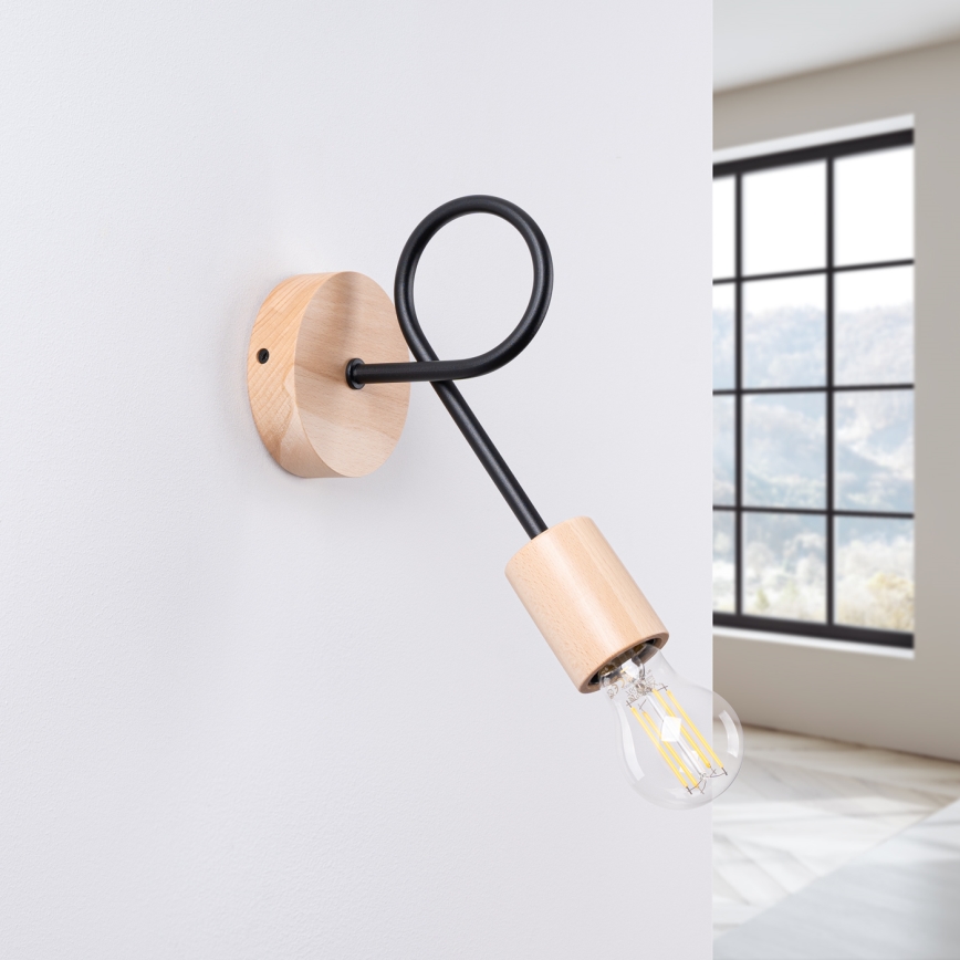 Wall lamp EMBER 1xE27/15W/230V black/beige/beech