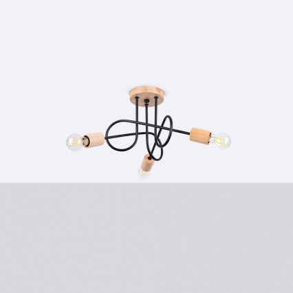 Surface-mounted chandelier EMBER 3xE27/15W/230V black/beige/beech
