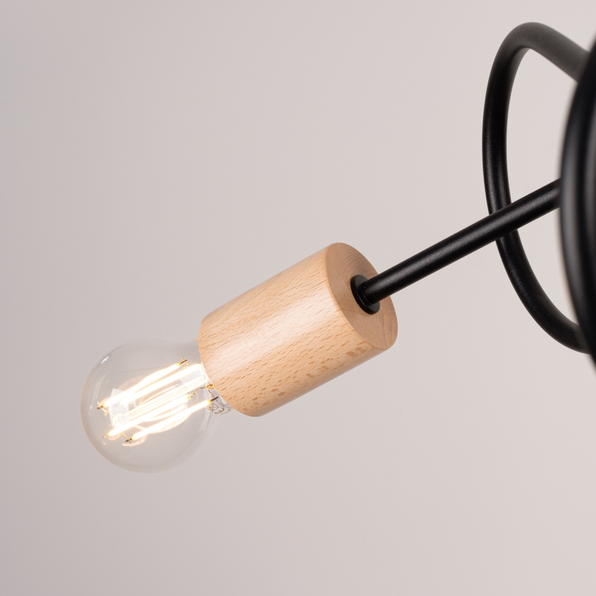 Surface-mounted chandelier EMBER 3xE27/15W/230V black/beige/beech