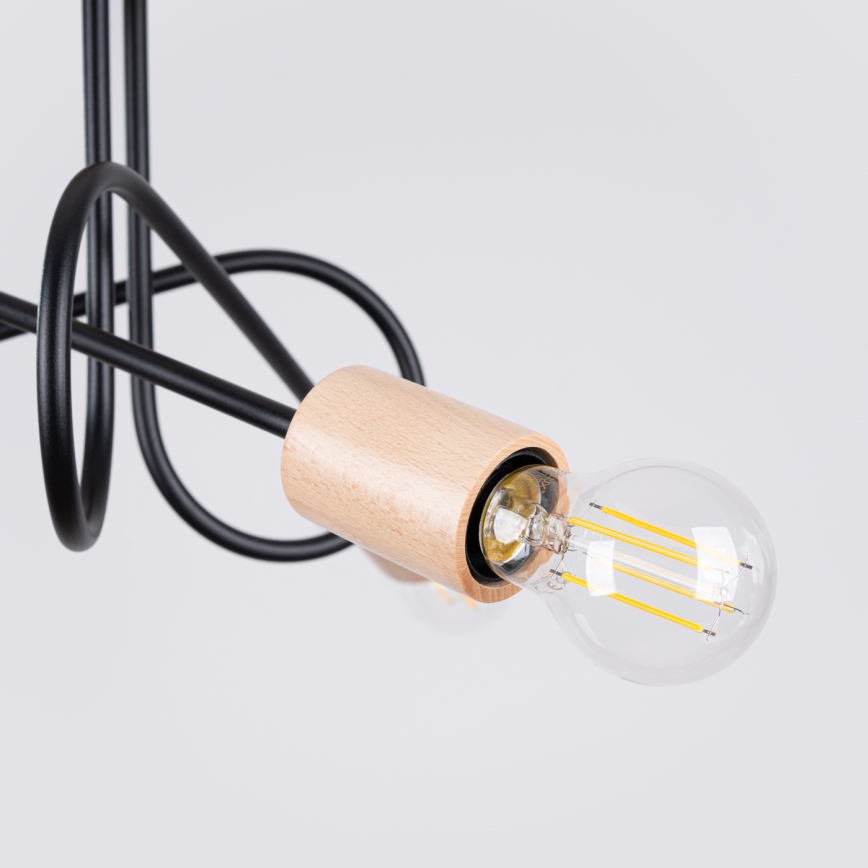 Surface-mounted chandelier EMBER 3xE27/15W/230V black/beige/beech