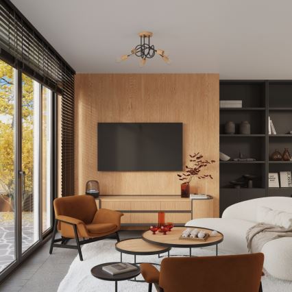 Surface-mounted chandelier EMBER 5xE27/15W/230V black/beige/beech