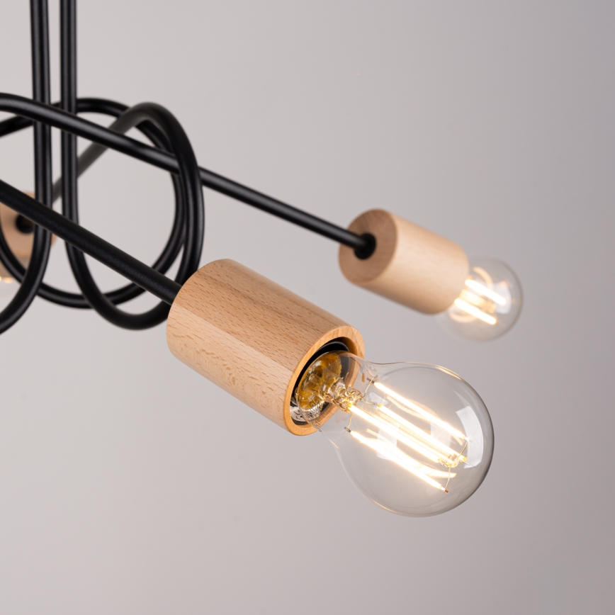 Surface-mounted chandelier EMBER 5xE27/15W/230V black/beige/beech