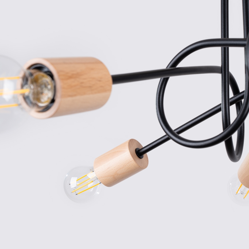 Surface-mounted chandelier EMBER 5xE27/15W/230V black/beige/beech