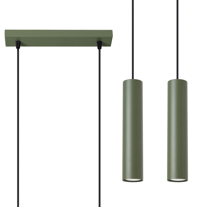 Chandelier on a string LAGOS 2xGU10/10W/230V green