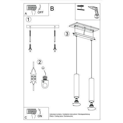 Chandelier on a string LAGOS 2xGU10/10W/230V green