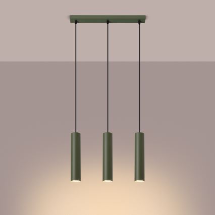 Chandelier on a string LAGOS 3xGU10/10W/230V green
