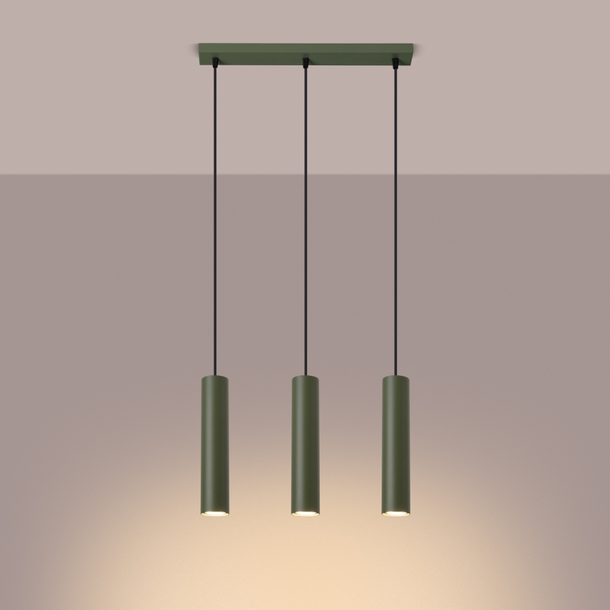 Chandelier on a string LAGOS 3xGU10/10W/230V green