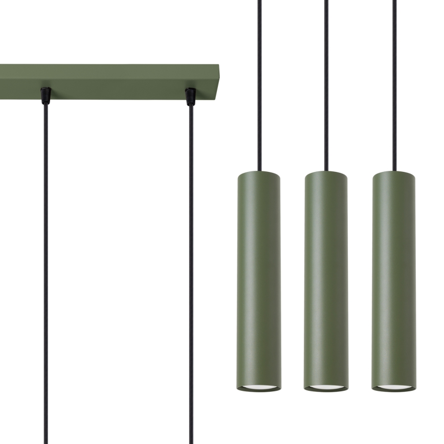 Chandelier on a string LAGOS 3xGU10/10W/230V green