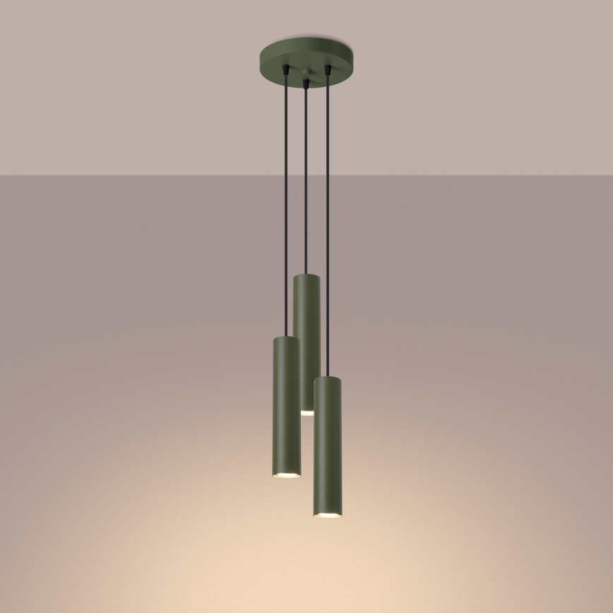 Chandelier on a string LAGOS 3xGU10/10W/230V green