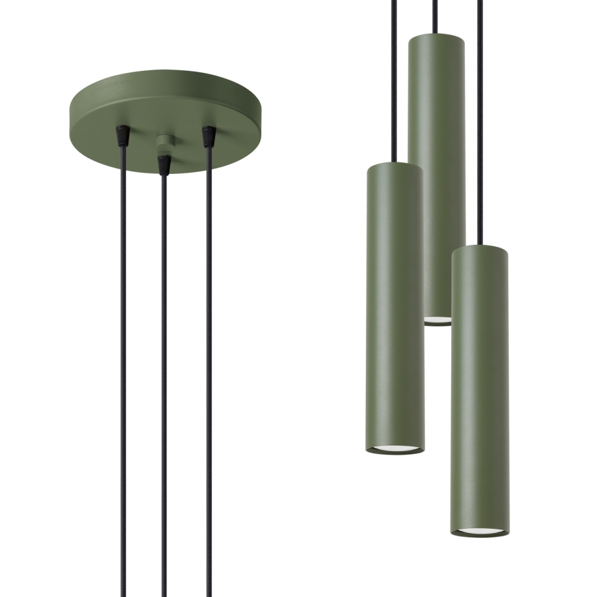 Chandelier on a string LAGOS 3xGU10/10W/230V green