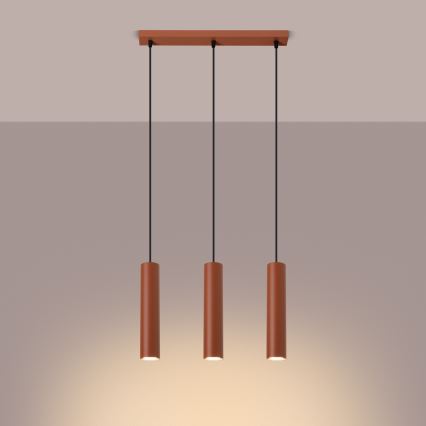 Chandelier on a string LAGOS 3xGU10/10W/230V red