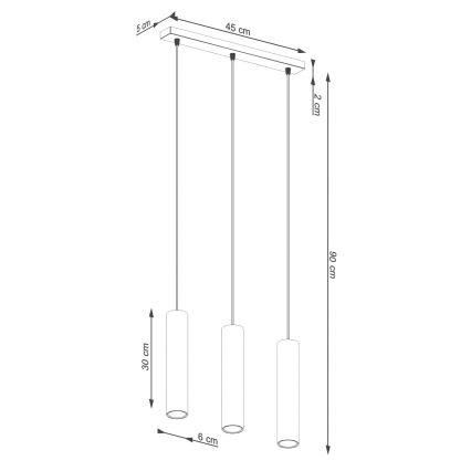 Chandelier on a string LAGOS 3xGU10/10W/230V red
