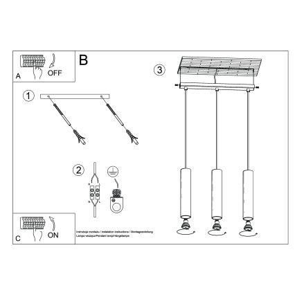 Chandelier on a string LAGOS 3xGU10/10W/230V red