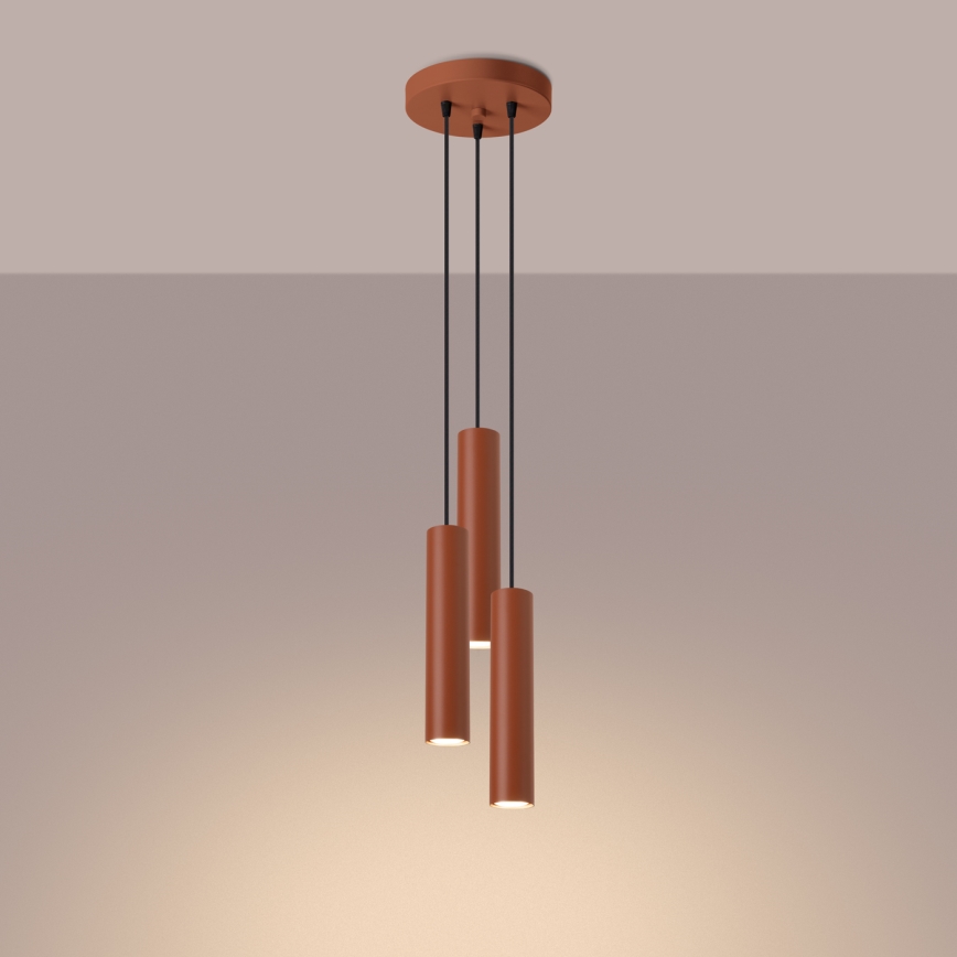 Chandelier on a string LAGOS 3xGU10/10W/230V red