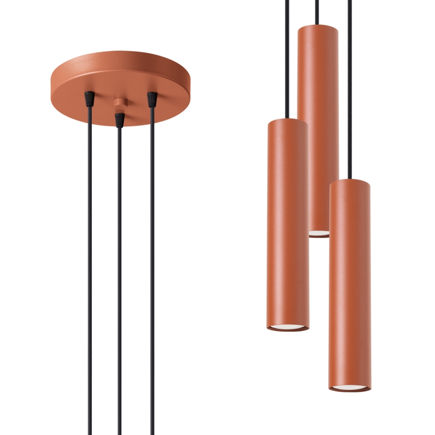 Chandelier on a string LAGOS 3xGU10/10W/230V red