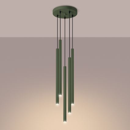 Chandelier on a string PASTELO 5xG9/8W/230V green