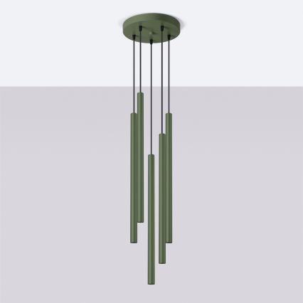 Chandelier on a string PASTELO 5xG9/8W/230V green
