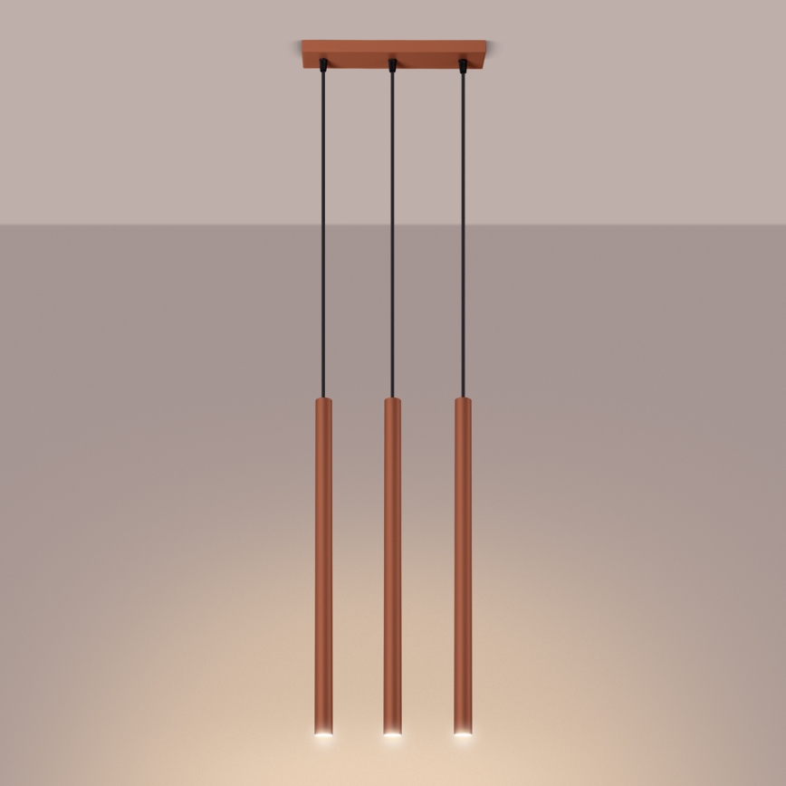 Chandelier on a string PASTELO 3xG9/8W/230V red