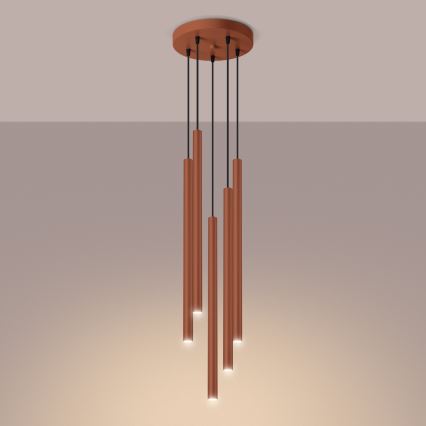 Chandelier on a string PASTELO 5xG9/8W/230V red