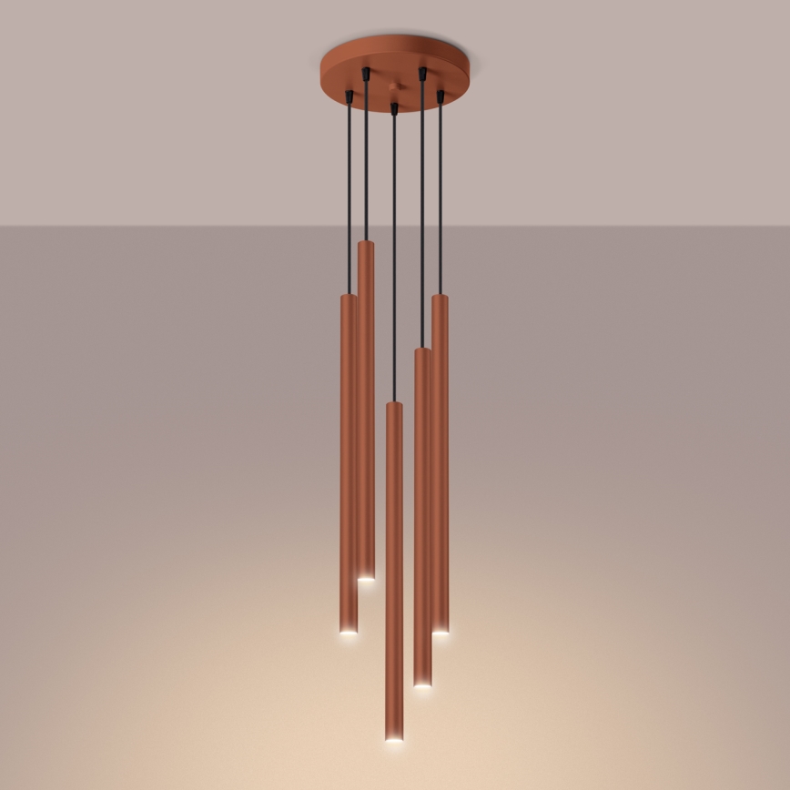 Chandelier on a string PASTELO 5xG9/8W/230V red