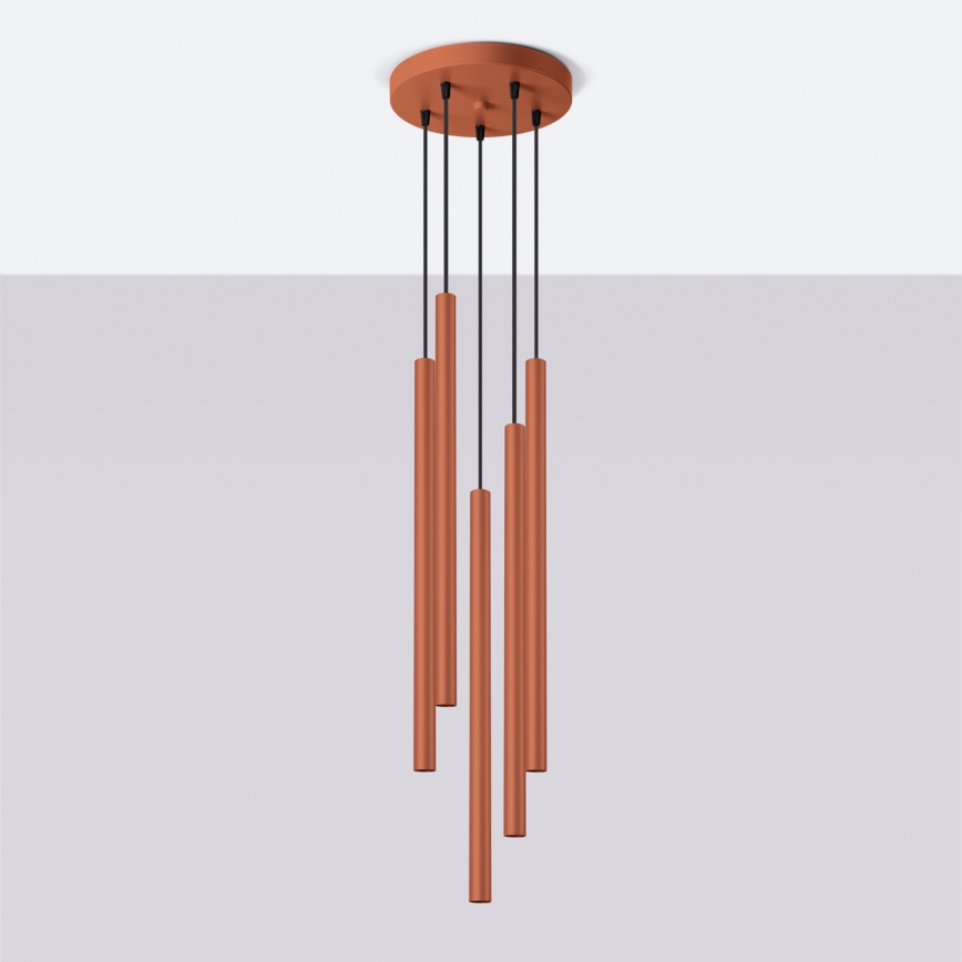 Chandelier on a string PASTELO 5xG9/8W/230V red