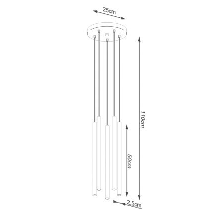 Chandelier on a string PASTELO 5xG9/8W/230V red