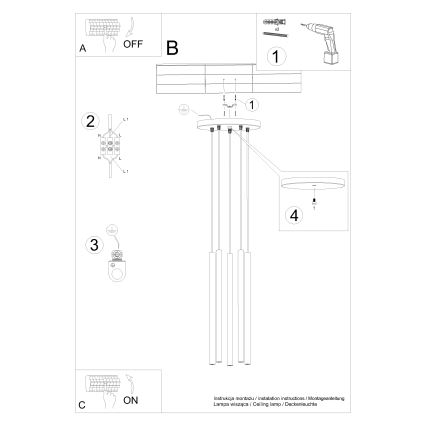Chandelier on a string PASTELO 5xG9/8W/230V red