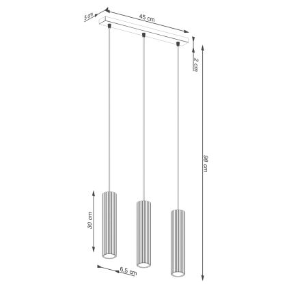 Chandelier on a string KARBON 3xGU10/10W/230V white
