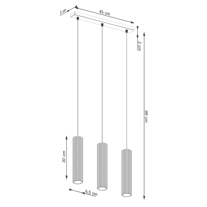 Chandelier on a string KARBON 3xGU10/10W/230V white