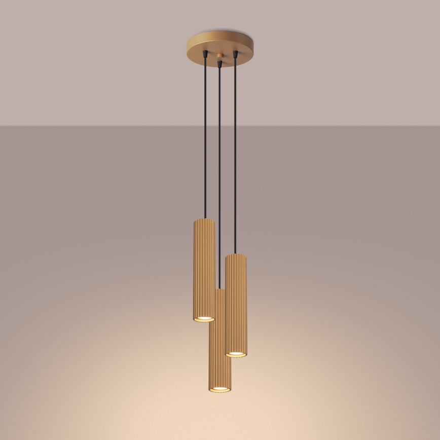 Chandelier on a string KARBON 3xGU10/10W/230V gold