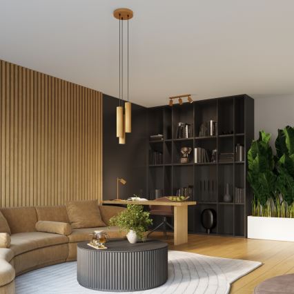 Chandelier on a string KARBON 3xGU10/10W/230V gold