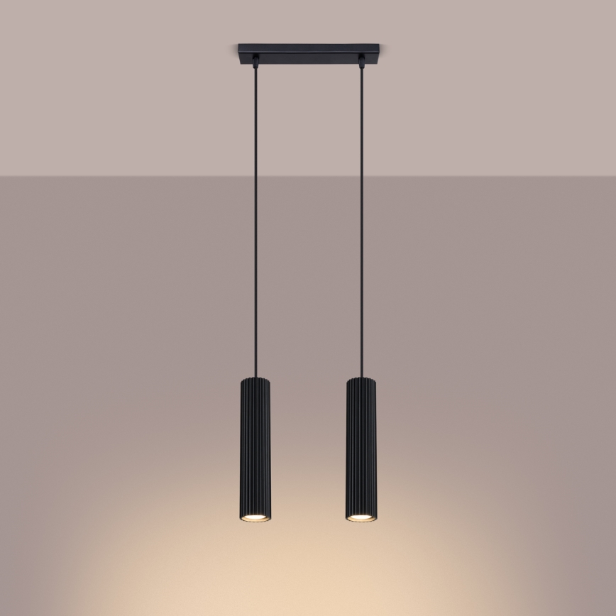 Chandelier on a string KARBON 2xGU10/10W/230V black