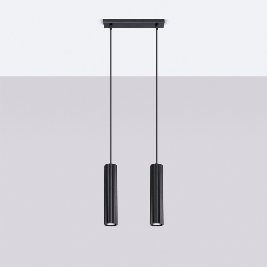Chandelier on a string KARBON 2xGU10/10W/230V black