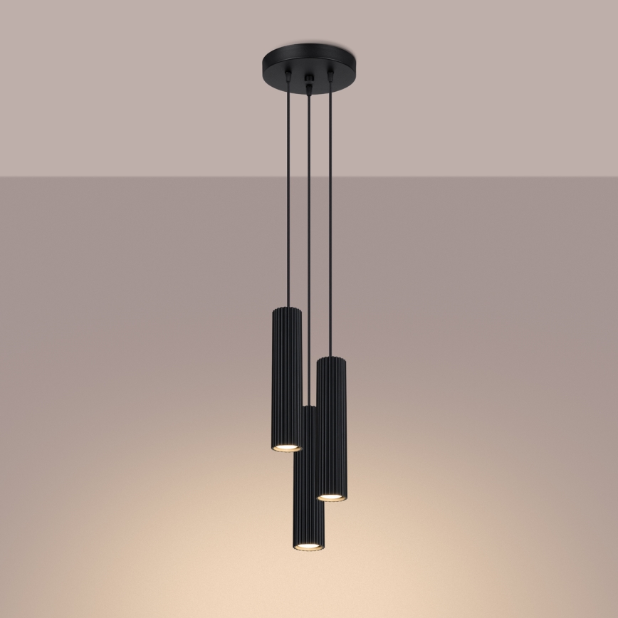 Chandelier on a string KARBON 3xGU10/10W/230V black