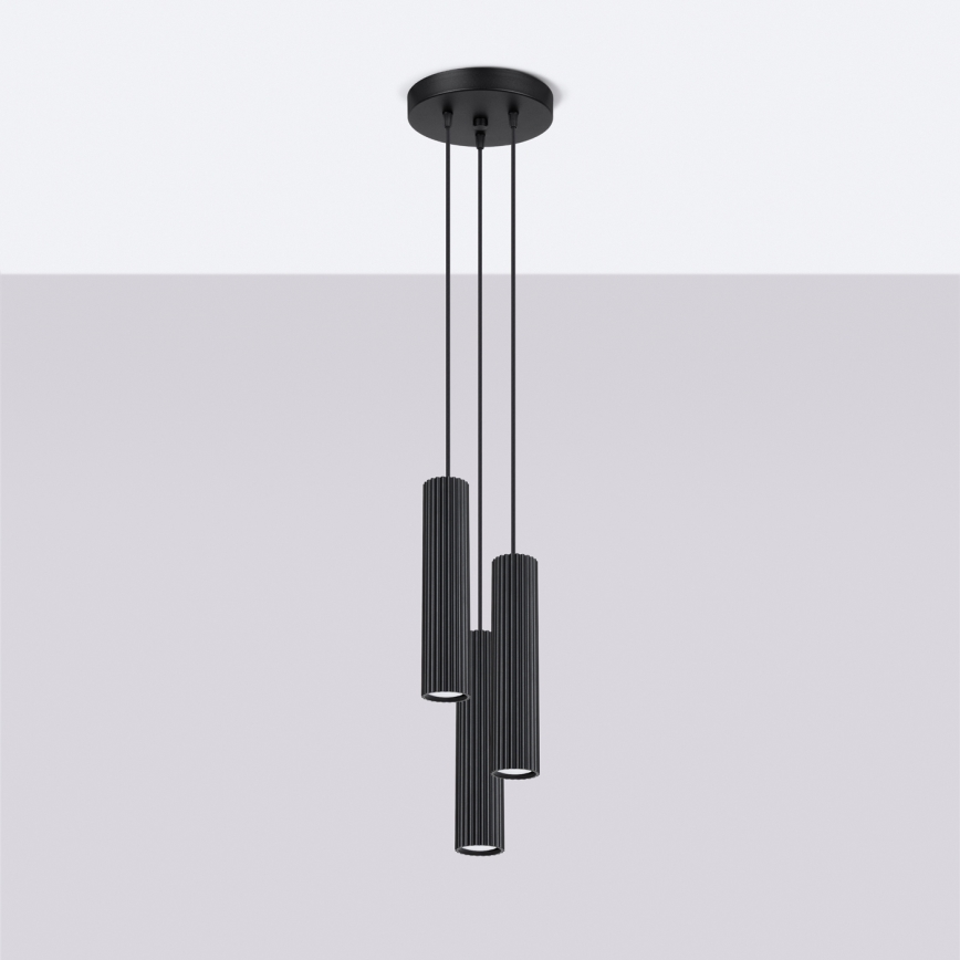 Chandelier on a string KARBON 3xGU10/10W/230V black
